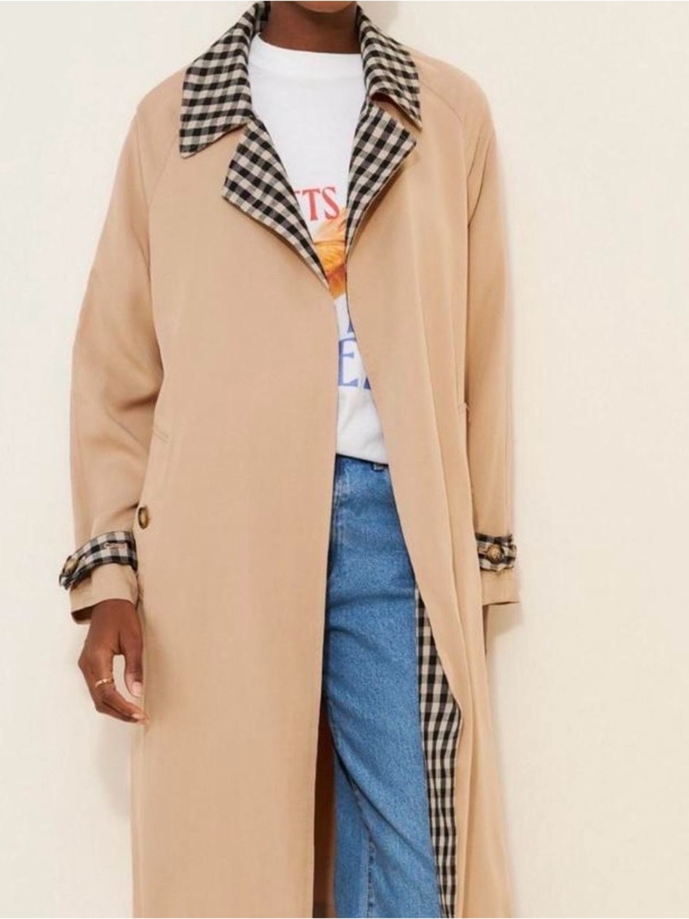 4SI3NNA Stella Gingham Trench Coat Size XL